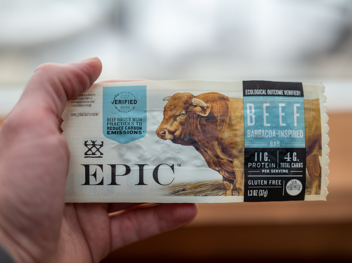 EPIC's Beef Barbacoa bar with hand