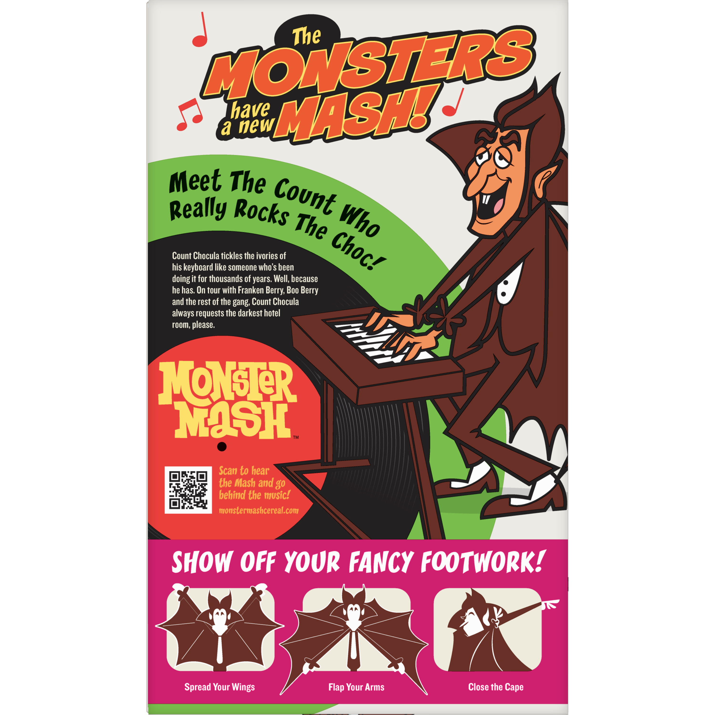 Back of retro Count Chocula box