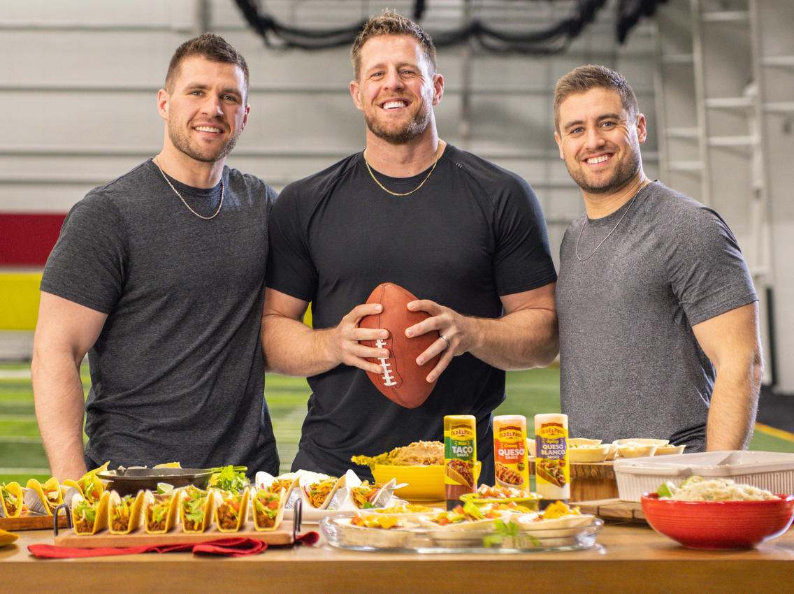 Three Watt brothers with Old El Paso table spread