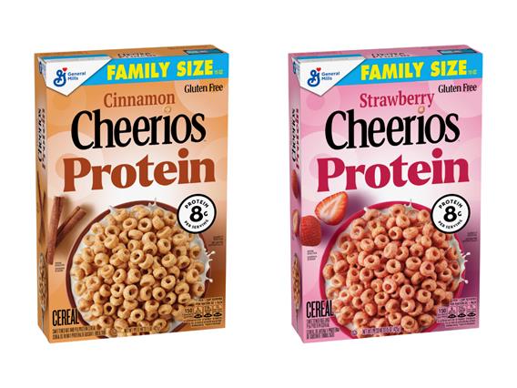 Box of Cheerios Protein Cinnamon and Cheerios Protein Strawberry
